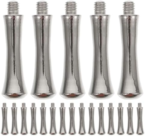 Close up of 2.5 millimeter threaded screw end on polished silver scissor tail nails