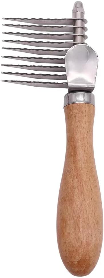 KQUQK small animal dematting comb front view showing the dual sided stainless steel blades for rabbit grooming.