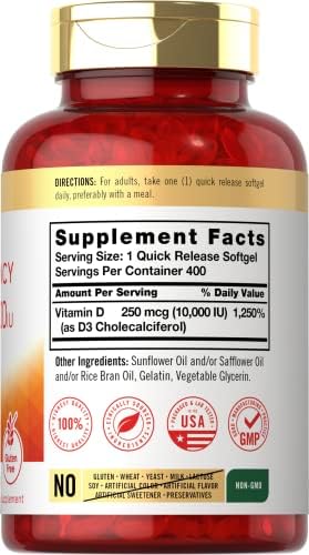 Carlyle high potency vitamin d3 supplement label details