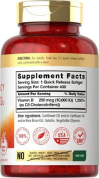 Carlyle high potency vitamin d3 supplement label details