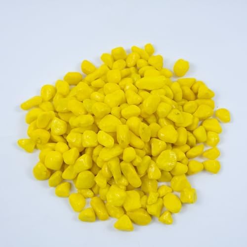 Close up of 6 to 9mm yellow decorative aquarium stones