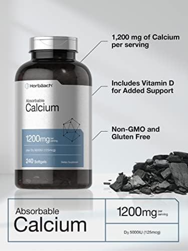 Side profile of Horbäach Calcium 1200mg softgel bottle