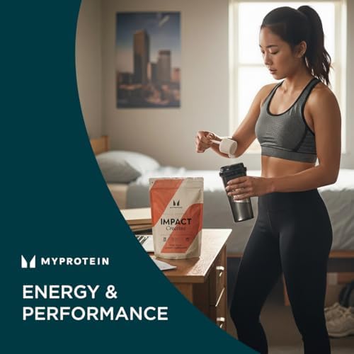 Athletic fitness person holding Myprotein creatine pouch