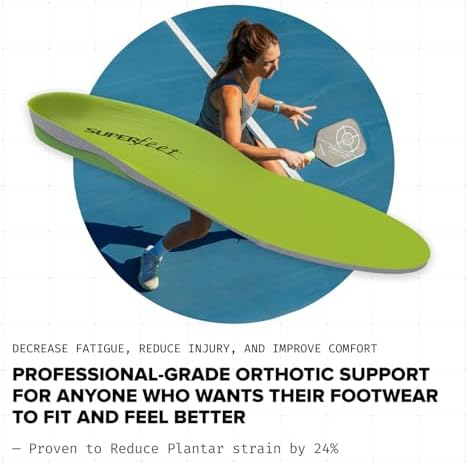 Superfeet Green insoles packaging showing size E for men and women