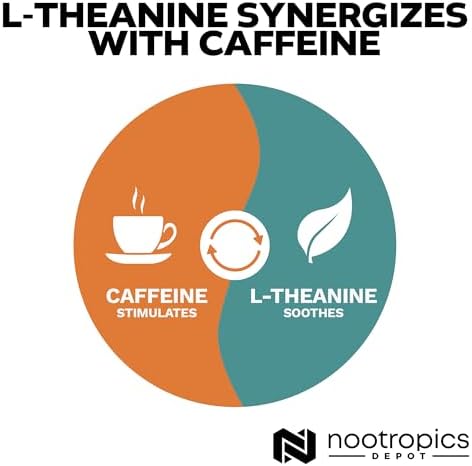 Back view of Nootropics Depot L-Theanine bottle with suggested use instructions