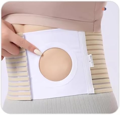 Steawoce small size ostomy hernia support belt laid flat highlighting the zero slip edge lining