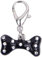 Detailed shot of the brilliant crystal diamonds on the pink bone pet pendant