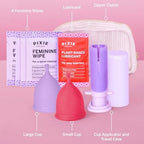 Purple tampon-style applicator for easy menstrual cup insertion tool.