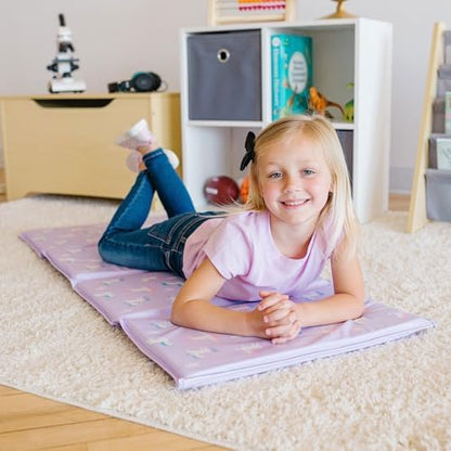Wildkin toddler nap mat showing foldable design