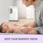 Sliq stainless steel diaper pail in modern nursery setting