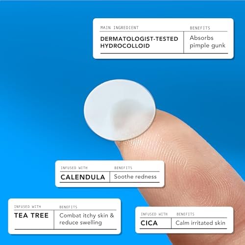 Close up view of the translucent Avarelle acne spot treatment stickers.