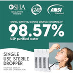 Emergency eye cleansing eyewash vials for workplace safety compliance.