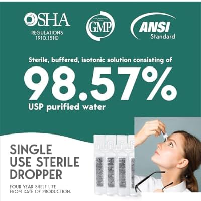 Emergency eye cleansing eyewash vials for workplace safety compliance.