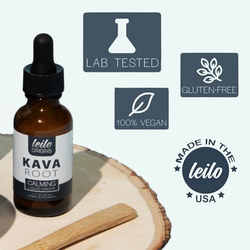Leilo Kava Root concentrated drops being mixed into a glass of water for a calming beverage