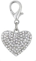 PETFAVORITES couture designer rhinestone heart pet collar charm front view accessory