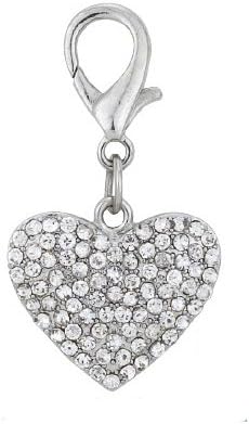 PETFAVORITES couture designer rhinestone heart pet collar charm front view accessory