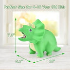 Durable green plastic kids coin counter standing firmly on a nursery desk as room decor.