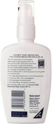Eucerin SPF 30 face lotion lightweight texture for daily UV protection and hydration