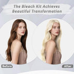 Model displaying full blonde transformation after using the JUANCHI salon grade home hair bleaching kit