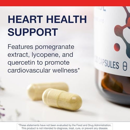 Metagenics CardioLux HDL bottle showing gluten free and non GMO verification marks.