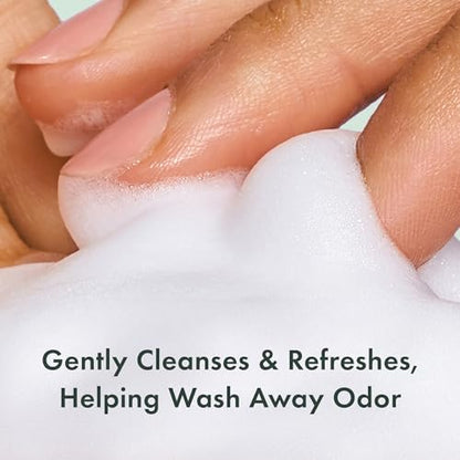 Rael fragrance-free foaming wash bottles with COSMOS certified logo.