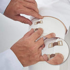 HWZWT bandage clips used on a brown crepe wrap for sprain support.
