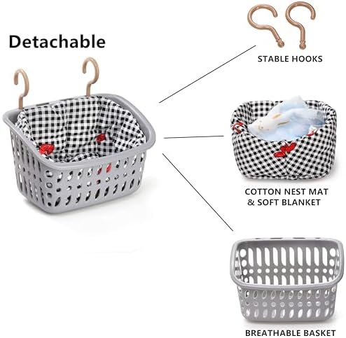 Close up of removable plaid cotton mat for small animal hammock