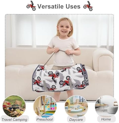 Full length view of the thick padded microfiber toddler sleeping mat laid flat on the floor