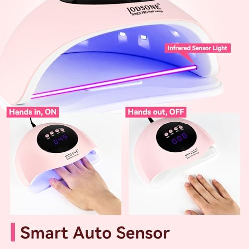 Top view of the pink JODSONE professional nail tool highlighting the four flexible timer buttons.