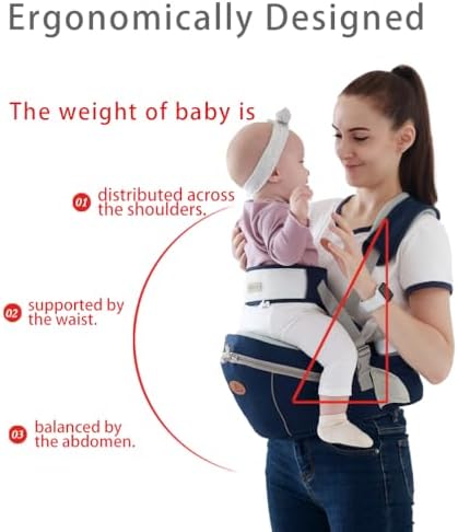 Honch infant toddler carrier side view highlighting the large zippered storage pocket and mesh bottle holder.