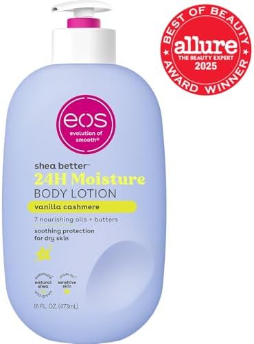 Moisturizing vanilla body lotion with 24 hour hydration for soft skin