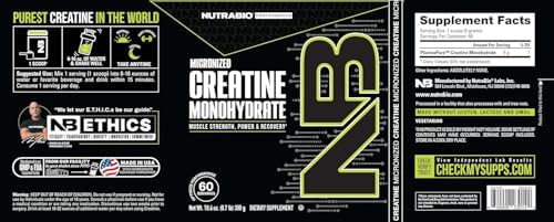 NutraBio Pure Micronized Creatine Monohydrate lifestyle fitness packaging shot