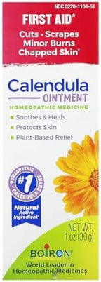 Boiron Calendula first aid ointment packaging showing active homeopathic ingredients