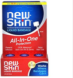 New Skin liquid bandage twin pack box highlighting the flexible brush on applicator for scrapes