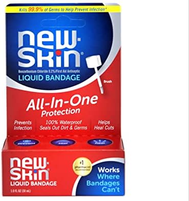 New-Skin Liquid Bandage 3 pack bottle showing the built-in brush applicator for minor cuts
