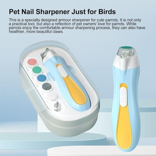Nevixtal bird nail grinder alongside different grinding wheels tailored for budgies, conures, and cockatiels.
