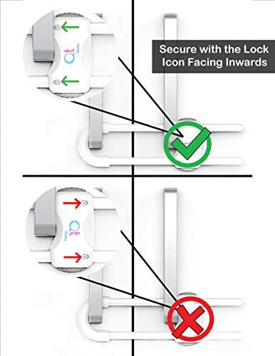 Close up of double-button security feature on baby proofing lock