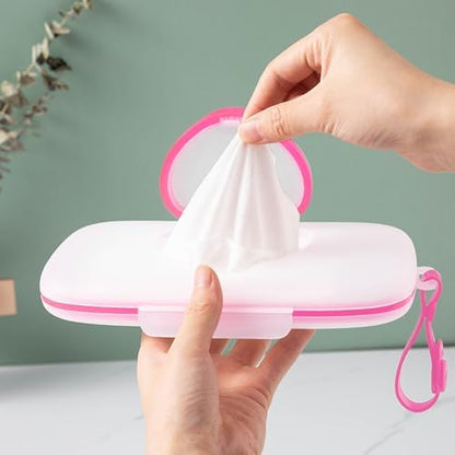 Open view showing refillable mechanism of wipes case