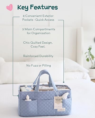 Lily Miles changing station organizer filled with newborn essentials
