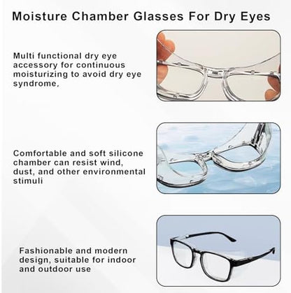 Unisex dry eye relief glasses with blue light blocking lenses for computer use