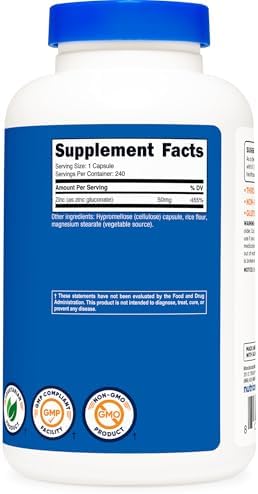 Essential mineral zinc capsules for skin health and overall wellbeing