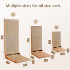 EHEYCIGA L shaped pet scratcher lifestyle view with a cat stretching vertically to show accurate sizing proportions.