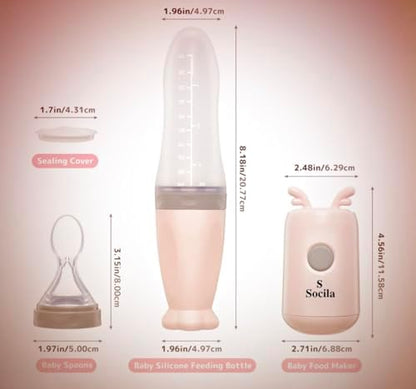 S Socila baby food maker disassembled into modular components highlighting easy to clean design
