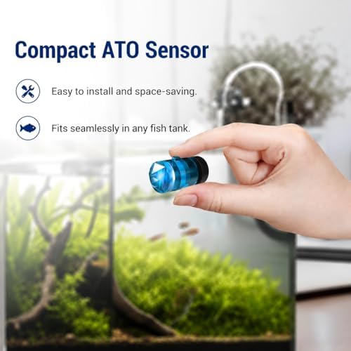 Close-up view of the high-precision 1mm aquarium sensors illustrating the anti-overflow safety mechanism.