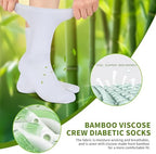 White bamboo viscose diabetic socks for men and women with seamless toe detail.