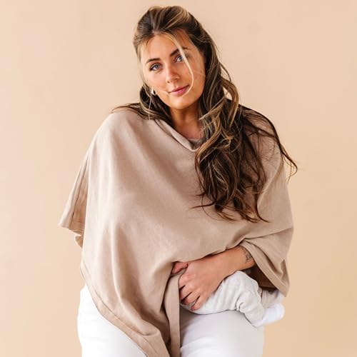 Side view of MakeMake Organics breastfeeding cover showing privacy feature