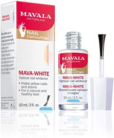 Mavala Switzerland Mava-White corrective nail brightener packaging displaying the official Swiss cross brand logo.