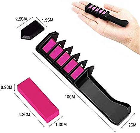 Close up of the six multicolor hair dye combs demonstrating the built in applicator brush design