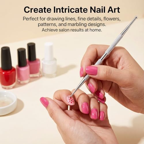 Professional manicure set with stainless steel dotting tools and rhinestone picker