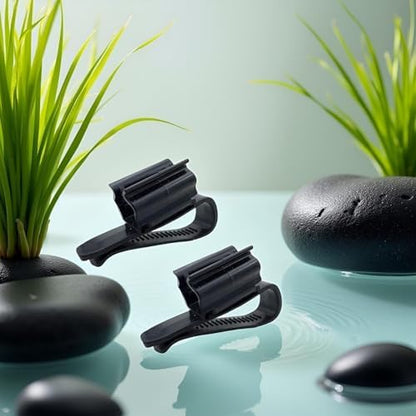 Adjustable aquarium tube clamp set demonstrating compatibility with different hose diameters.